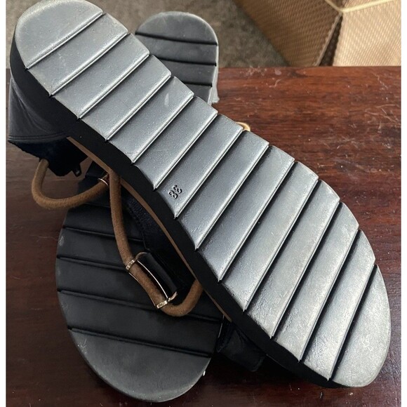 Vince Camuto Black Leather 7.5 / 8 M Flats Ankle Strap Sandals Rose Gold Resort - Picture 10 of 10